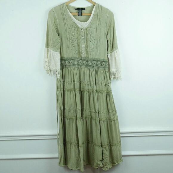 Mlle Gabrielle Dresses & Skirts - Vintage Renaissance Faire Dress Medieval 90s Size 6 Castlecore Tiered Midi